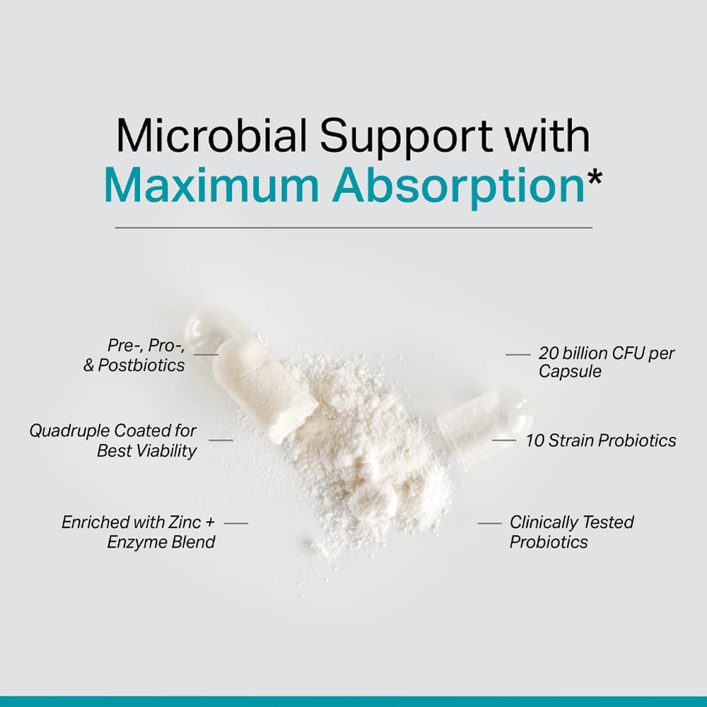 Provitalize 5-in-1 Probiotic Blend with Digestive Enzymes, Zinc, Postbiotic, Prebiotics for Gut Health - 60ct Softgels