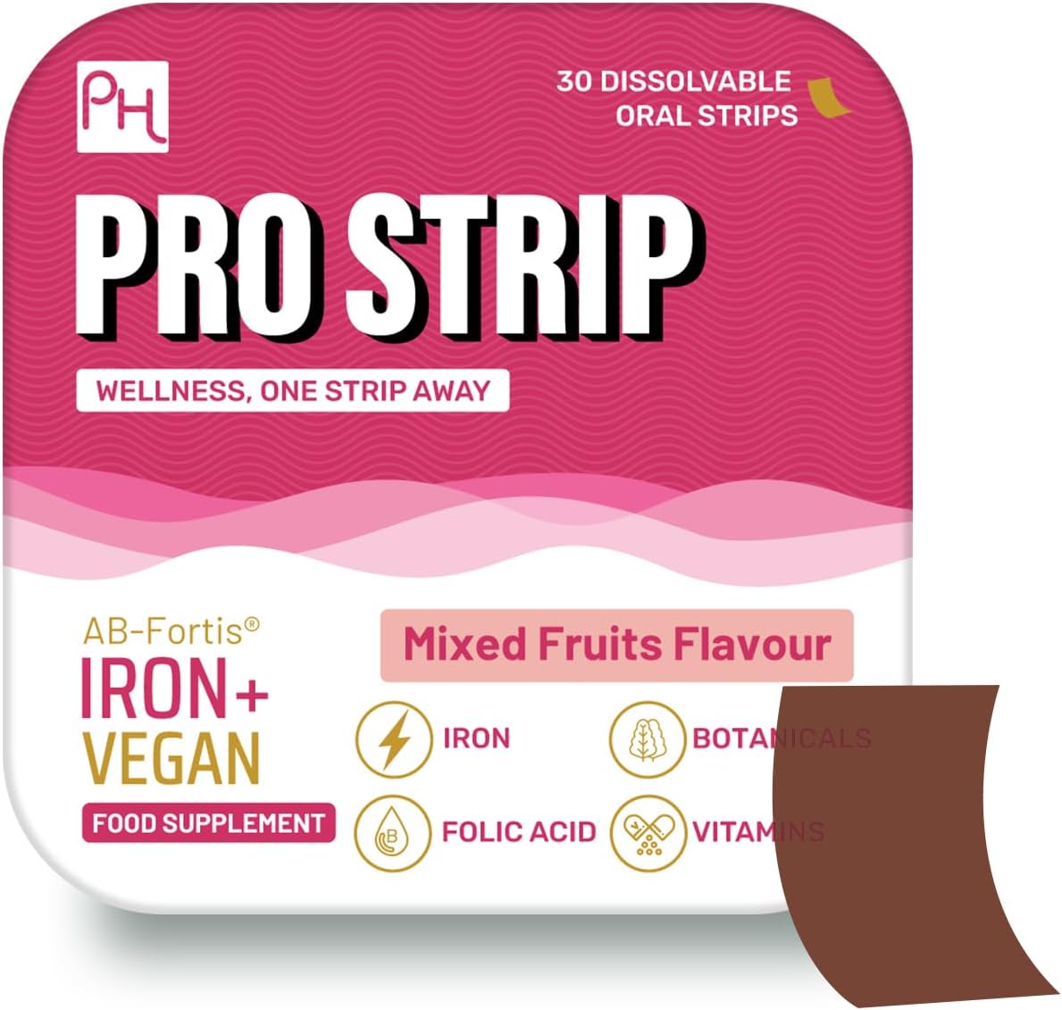 Prowise Healthcare PROSTRIP® Iron+ AB-Fortis® 14mg with Vitamin C, B1, B2, B6, Folic Acid - 30 Oral Vegan Strips
