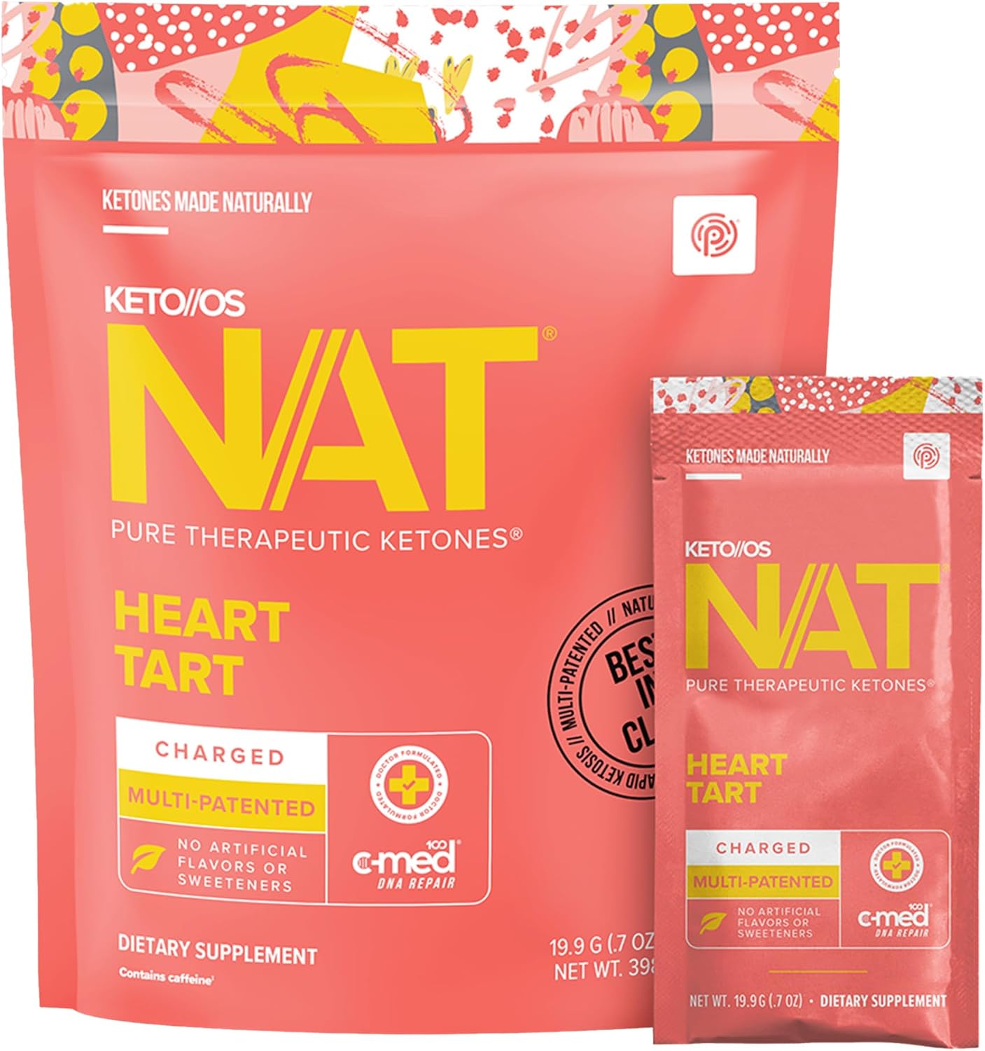 PRÜVIT Keto//OS NAT® Heart Tart Supplements - 20 Count - Exogenous Ketones - BHB Salts for Workout Energy Boost - Men and Women