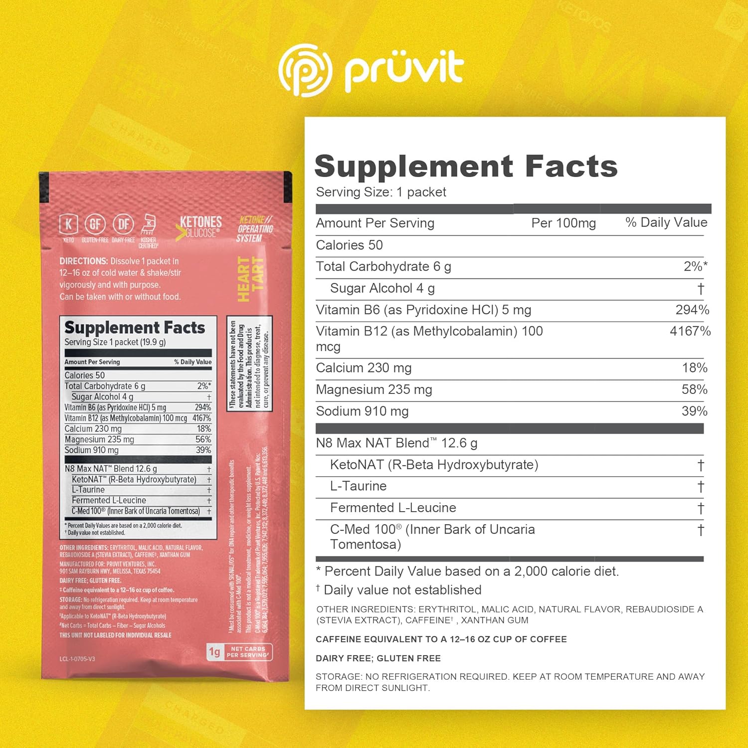 PRÜVIT Keto//OS NAT® Heart Tart Supplements - 20 Count - Exogenous Ketones - BHB Salts for Workout Energy Boost - Men and Women