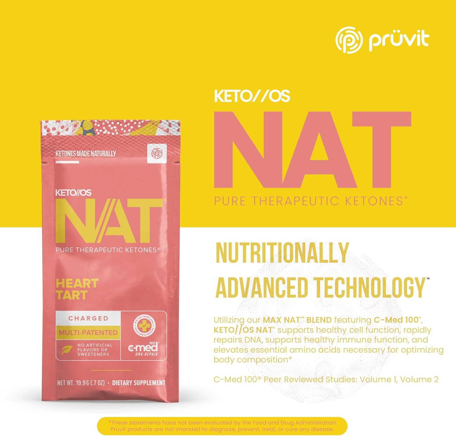 PRÜVIT Keto//OS NAT® Heart Tart Supplements - 20 Count - Exogenous Ketones - BHB Salts for Workout Energy Boost - Men and Women