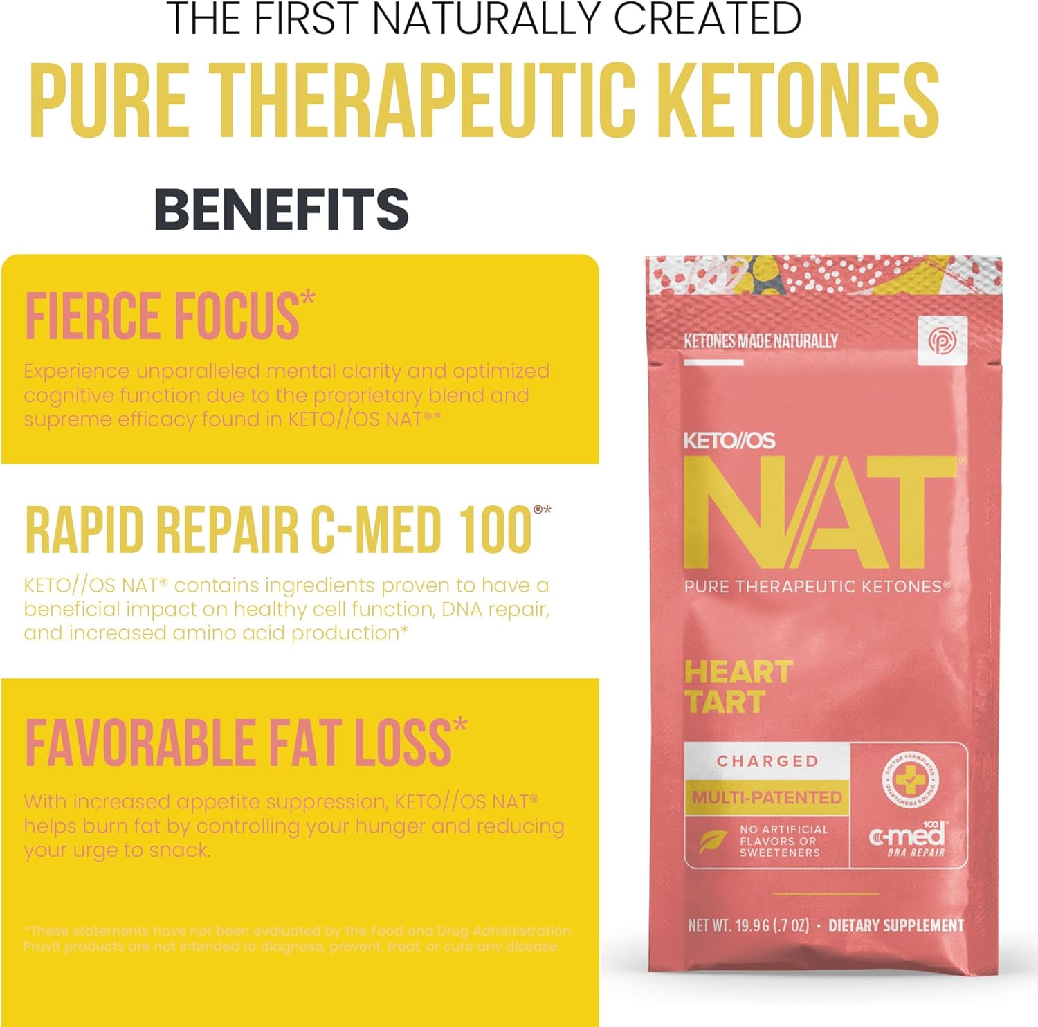 PRÜVIT Keto//OS NAT® Heart Tart Supplements - 20 Count - Exogenous Ketones - BHB Salts for Workout Energy Boost - Men and Women