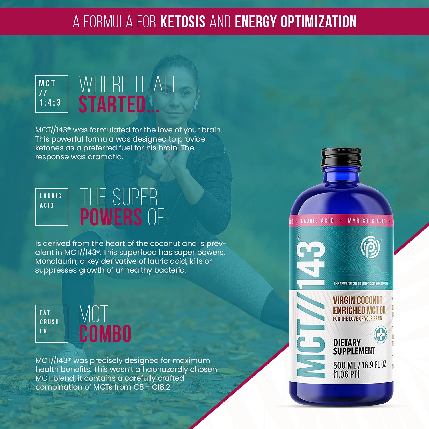 PRÜVIT MCT//143 Virgin Coconut Enriched MCT Oil - 16.9 OZ Bottle