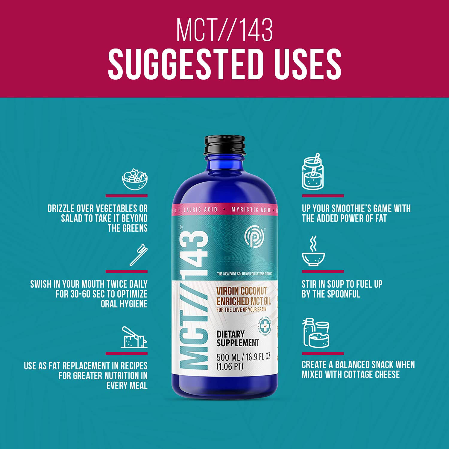 PRÜVIT MCT//143 Virgin Coconut Enriched MCT Oil - 16.9 OZ Bottle