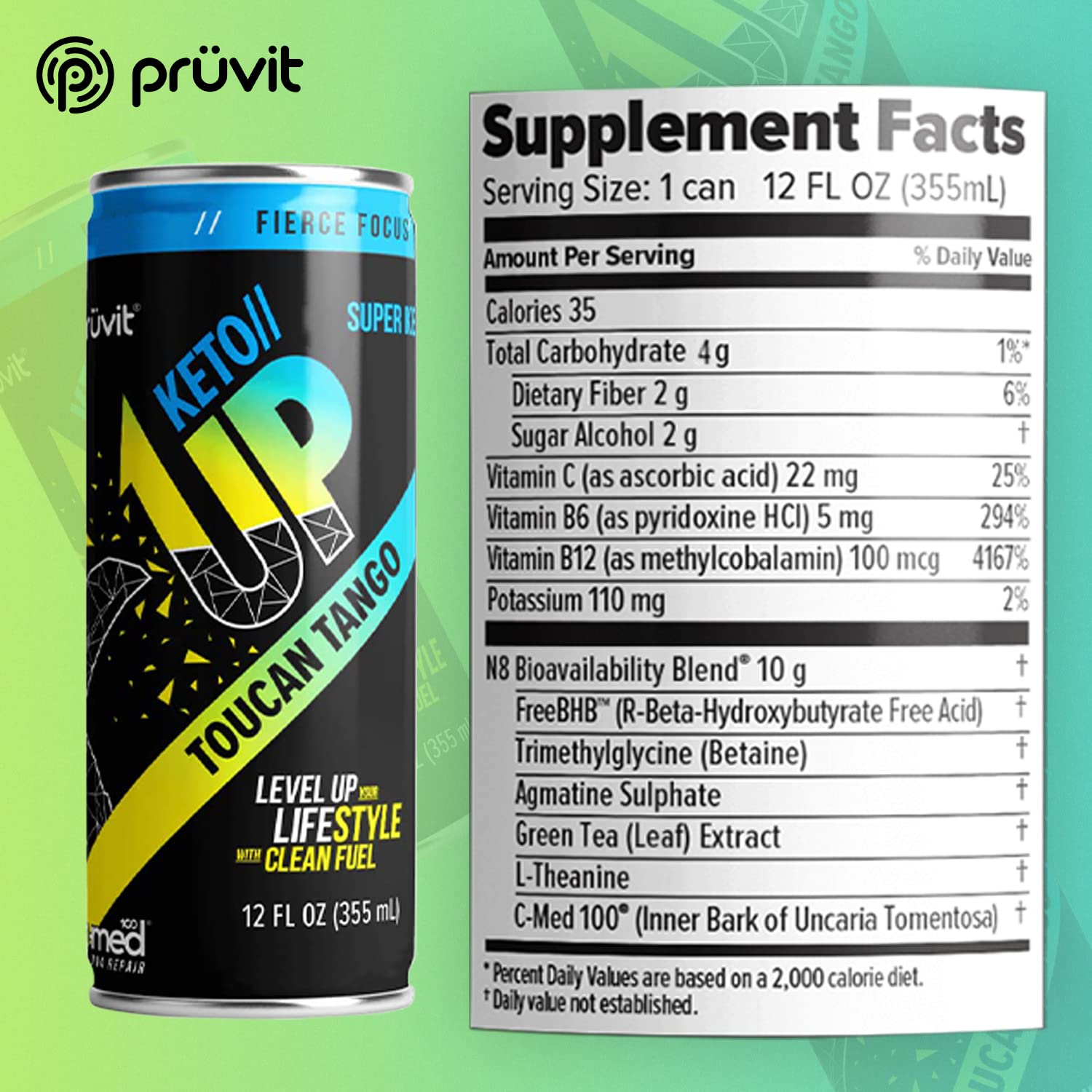 PRÜVIT Toucan Tango Keto//Up® Drink - Ready-to-Drink Ketones for Focus - Men and Women - 12 Pack