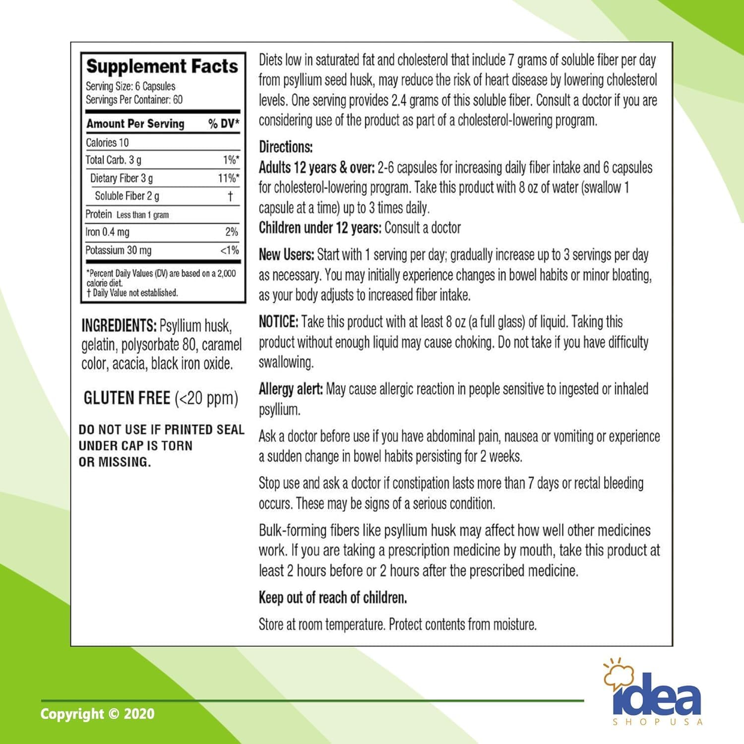 Psyllium Fiber Supplement Bundle for Digestive Health - 360 Capsules (2 Pack) with Vitamins & Minerals - A to Z Digestive Support Guide