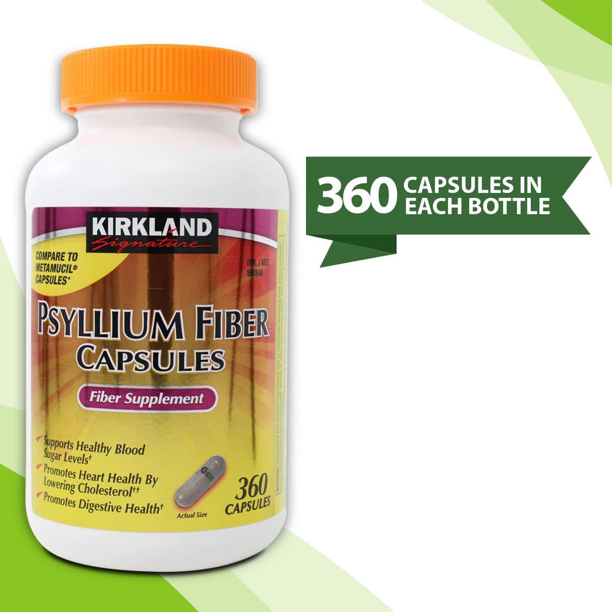 Psyllium Fiber Supplement Bundle for Digestive Health - 360 Capsules (2 Pack) with Vitamins & Minerals - A to Z Digestive Support Guide