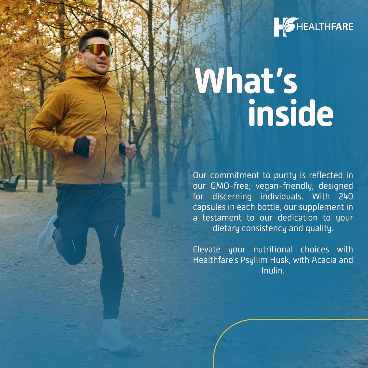 Psyllium Husk Capsules 1500mg - 240 Veg Capsules for High Fiber, Gluten-Free & Non-GMO Healthfare Supplement