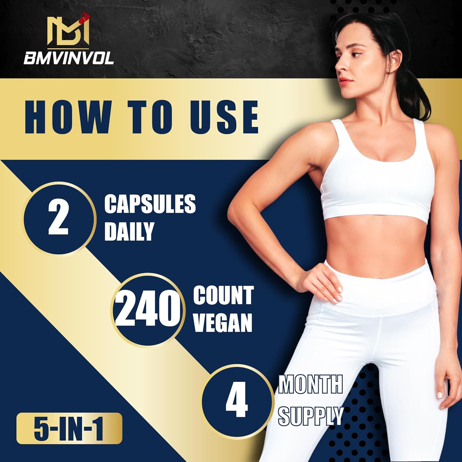 Psyllium Husk Capsules with Fenugreek, Turmeric, Ginger, Black Pepper - 240 Count (4 Month Supply)