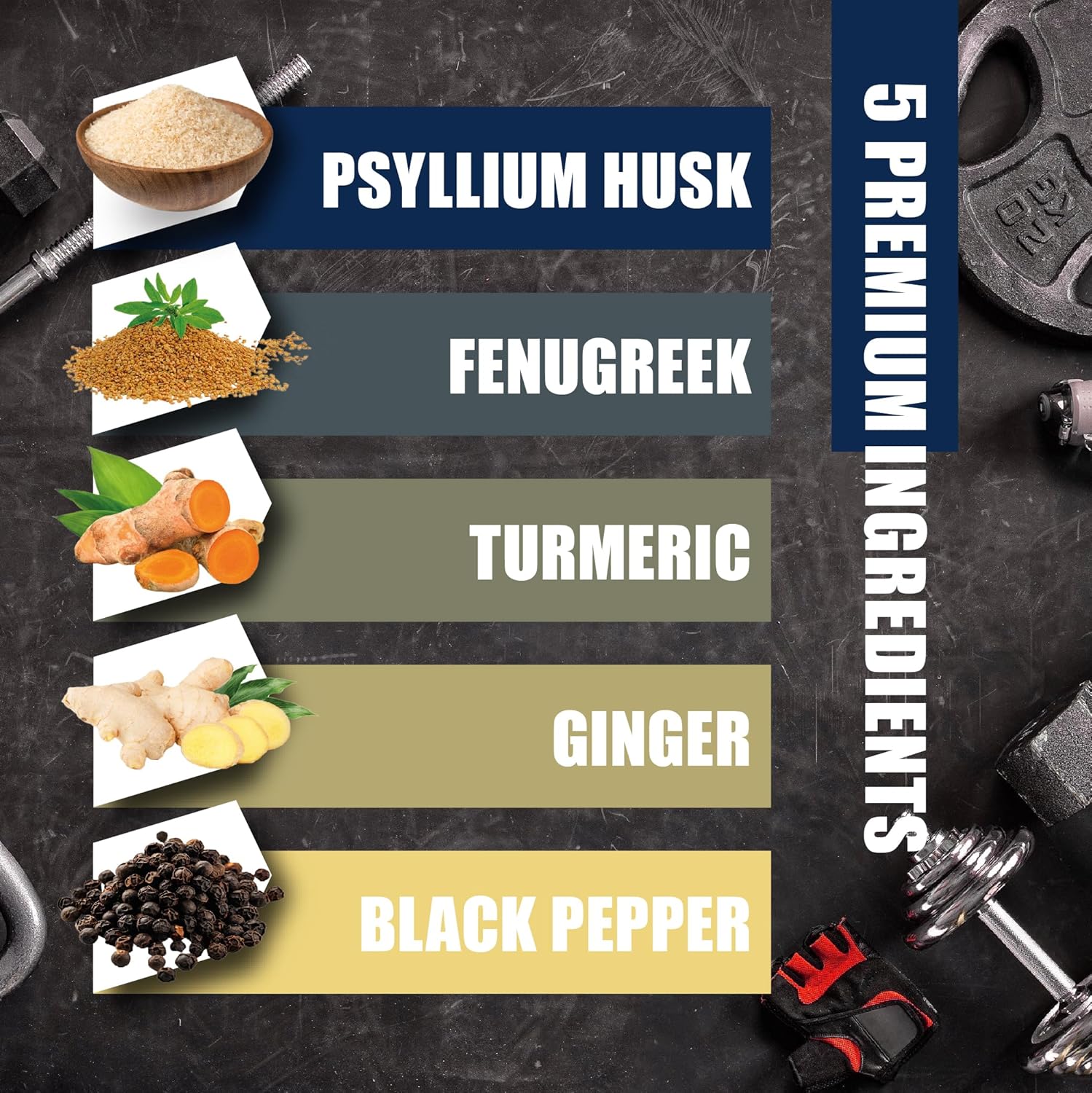 Psyllium Husk Capsules with Fenugreek, Turmeric, Ginger, Black Pepper - 240 Count (4 Month Supply)