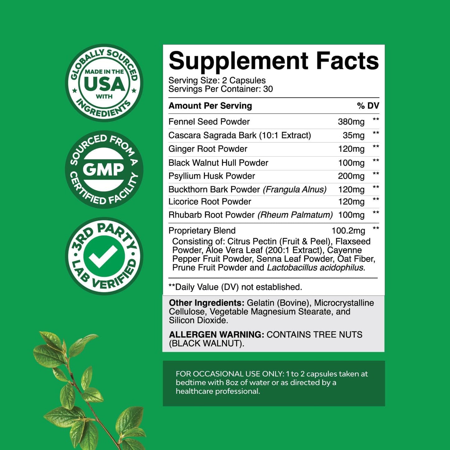 Psyllium Husk Capsules with Lactobacillus Acidophilus for Colon Cleanse & Detox - Gut Health Probiotic Supplement by Natures Craft