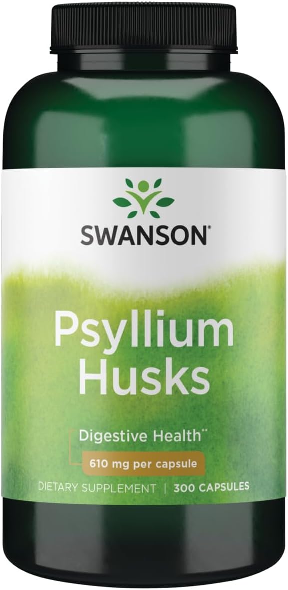 Psyllium Husk Fiber Supplement Capsules - 610 mg, 300 Count - Swanson Brand