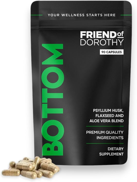 Psyllium Husk Fiber Supplement for Men Who Bottom - Promotes Digestive Regularity - 90 Vegan Capsules