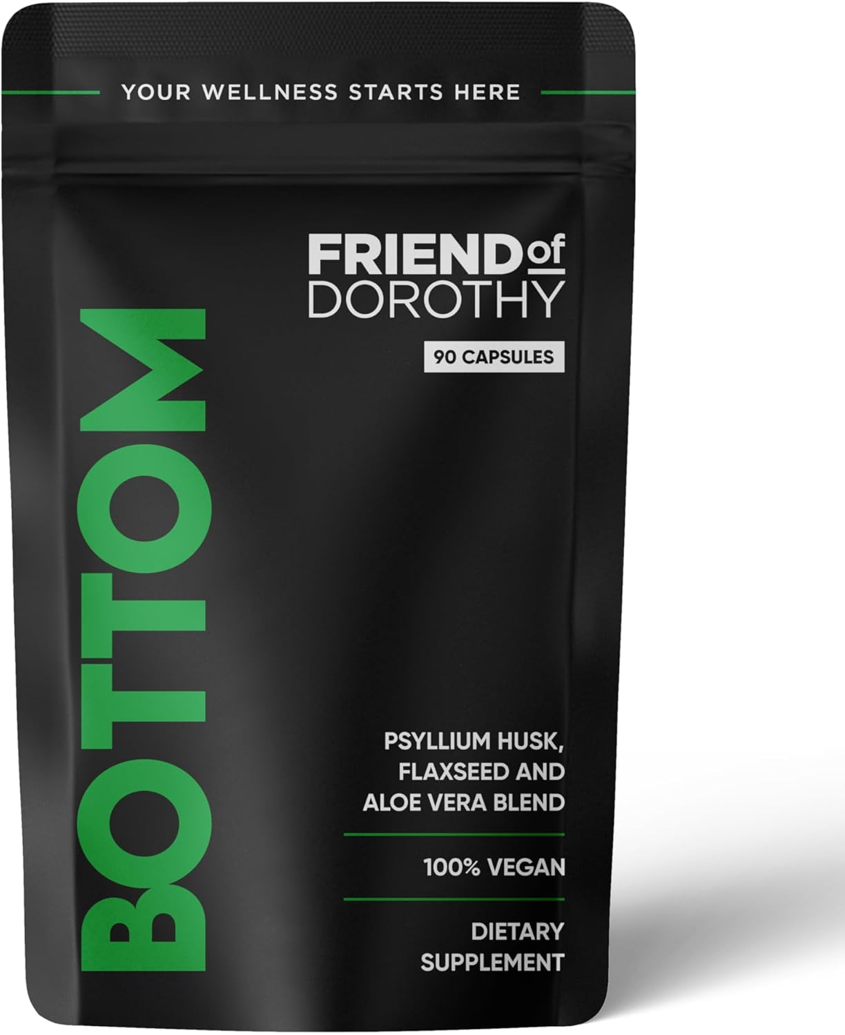 Psyllium Husk Fiber Supplement for Men Who Bottom - Promotes Digestive Regularity - 90 Vegan Capsules