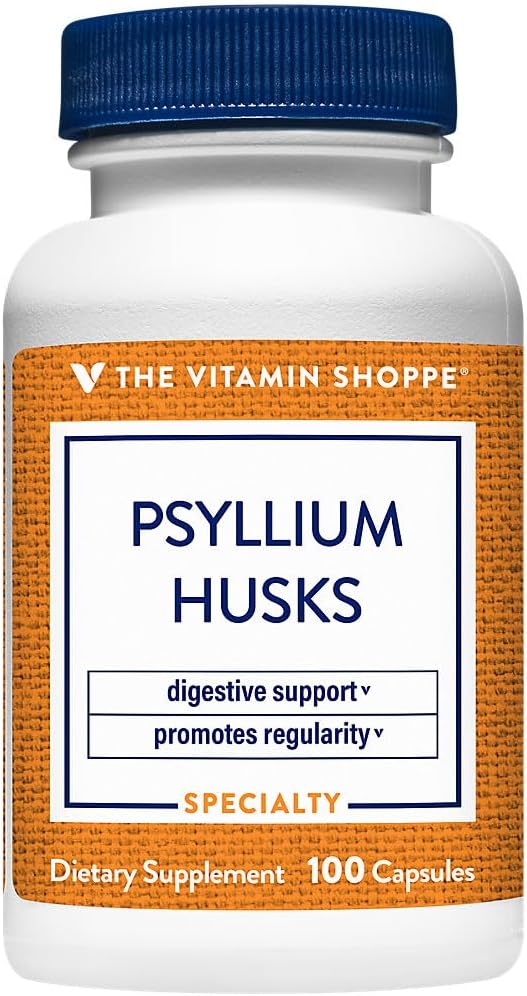 Psyllium Husk Fiber Supplement for Regularity & Healthy Cholesterol - 840mg per Serving - Gluten Free (100 Capsules)