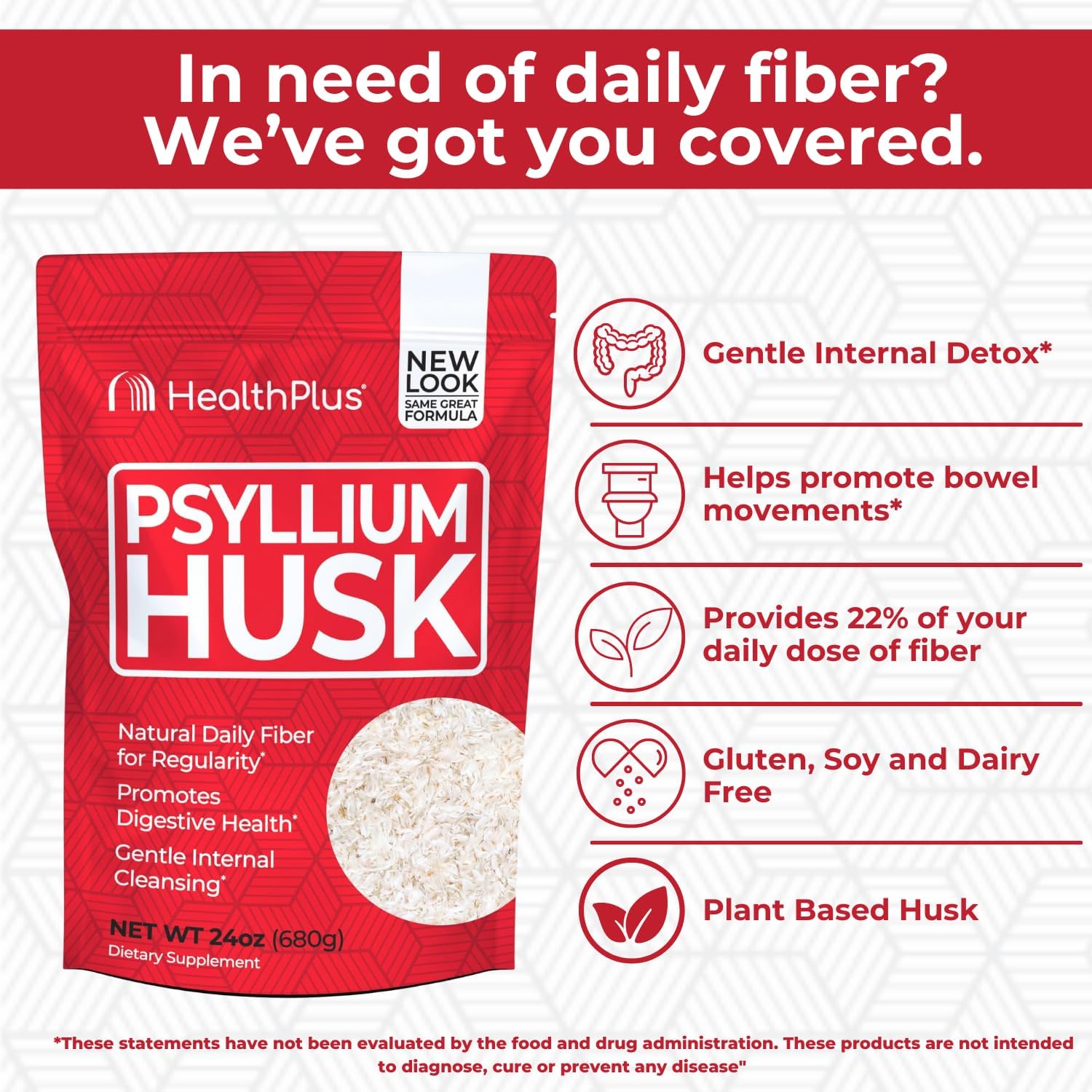 Psyllium Husk Powder - 24 oz, Natural Detox & Daily Fiber Supplement for Constipation Relief, Gentle Gut Cleanse, Keto-Friendly