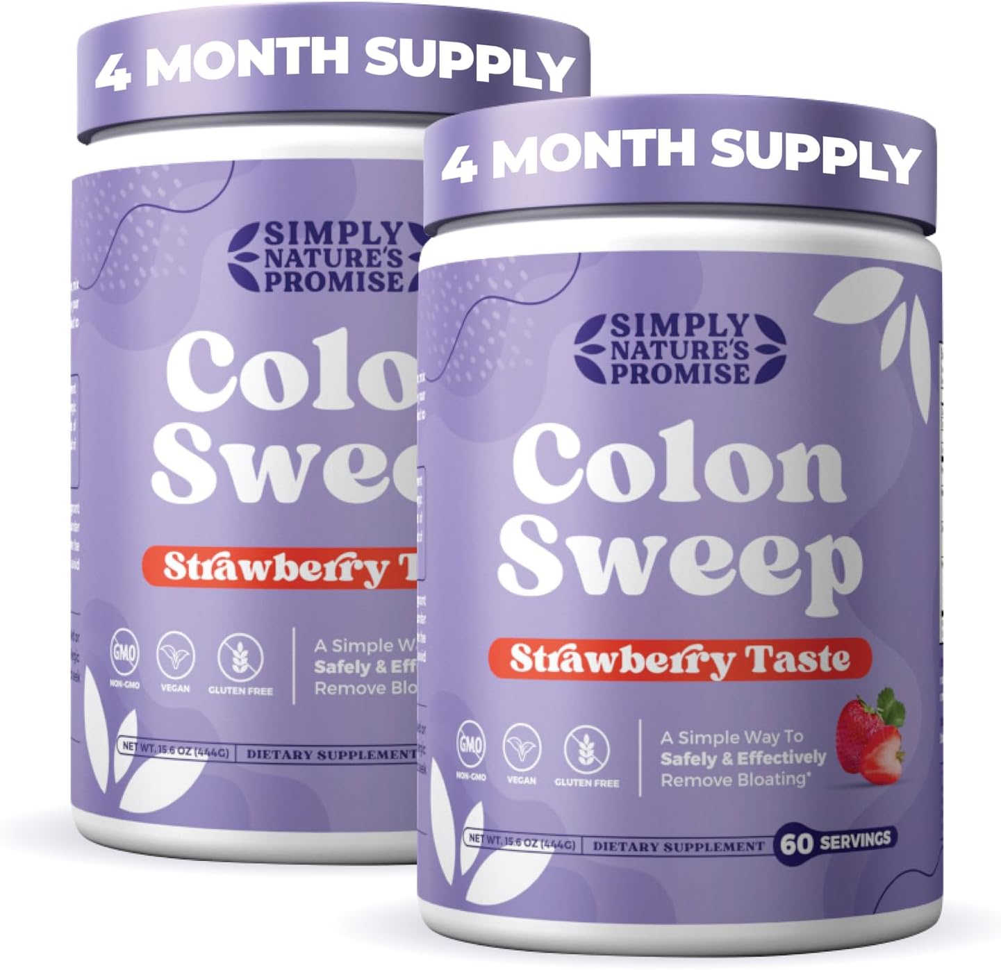 Psyllium Husk Powder Colon Cleanser - Vegan & Gluten Free Fiber Supplement - Safe Constipation & Bloating Relief - 16 OZ (60 Servings) - 2 Pack