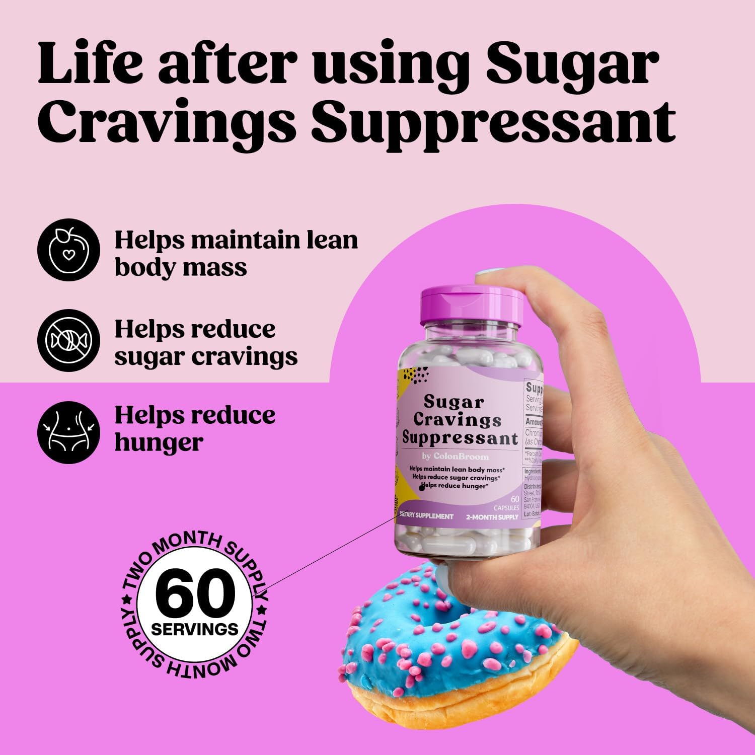Psyllium Husk Powder Colon Cleanser & Sugar Craving Suppressant Bundle - 200mcg Chromium Picolinate - 60 Servings each