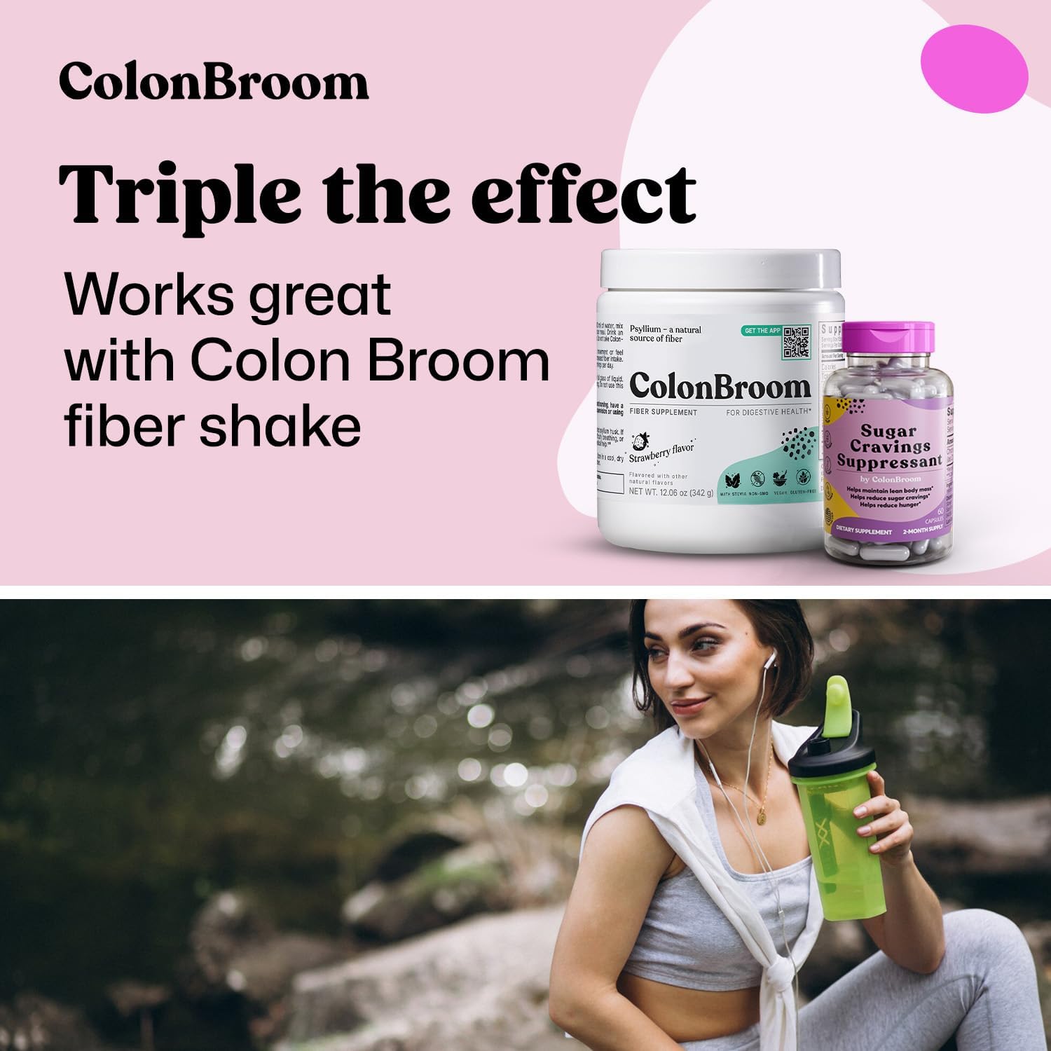 Psyllium Husk Powder Colon Cleanser & Sugar Craving Suppressant Bundle - 200mcg Chromium Picolinate - 60 Servings each