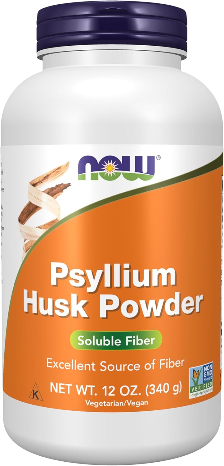 Psyllium Husk Powder Supplements by NOW Foods, Non-GMO Project Verified, 12-Ounce for Soluble Fiber Boost