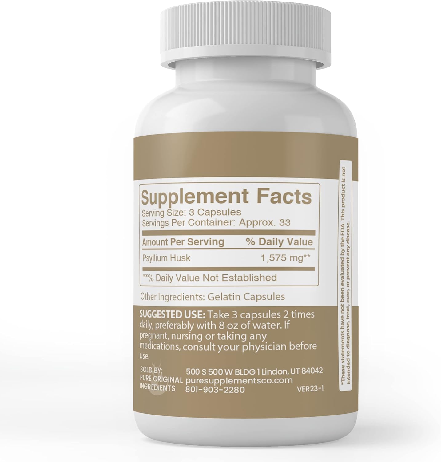 Psyllium Husk & Quercetin Capsule Bundle - 100 Capsules Each, Lab Verified, Pure Ingredients, No Additives