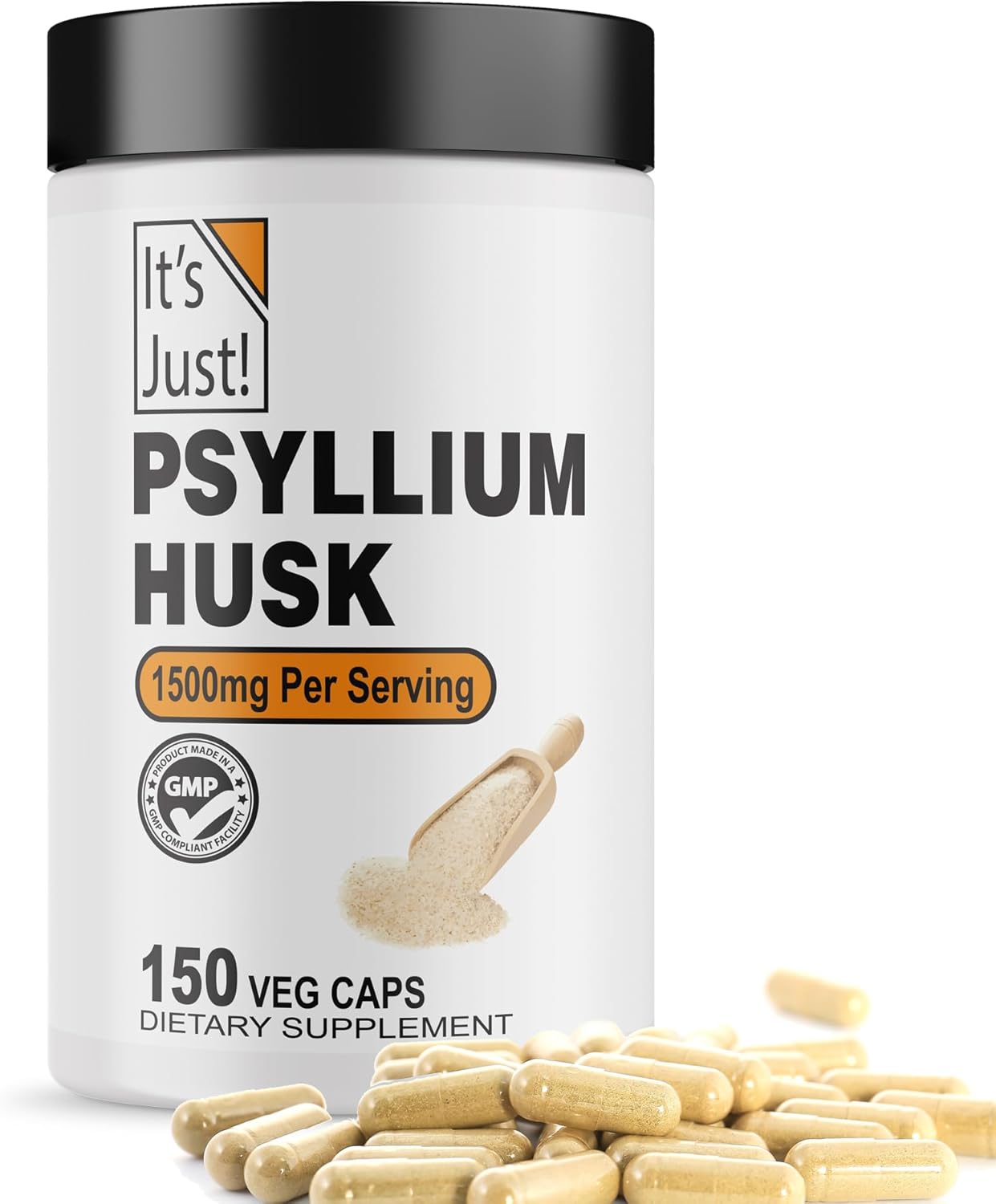 Psyllium Husk Veggie Capsules - 1500mg Per Serving, 150ct Bottle - Dietary Fiber Supplement