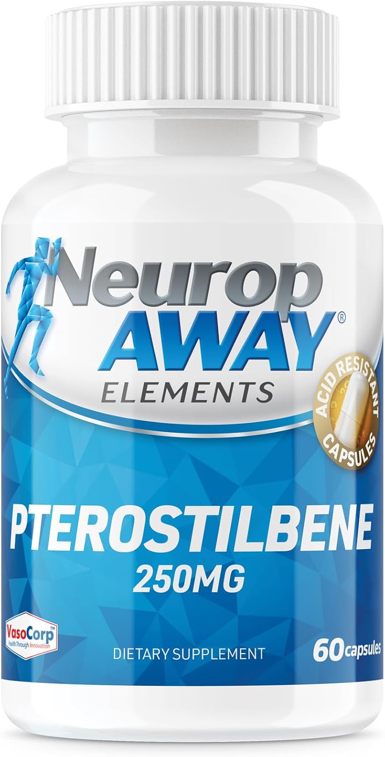 Pterostilbene Capsules - NeuropAWAY Elements (60 Count, 250mg) - Acid Resistant - Pack of 3
