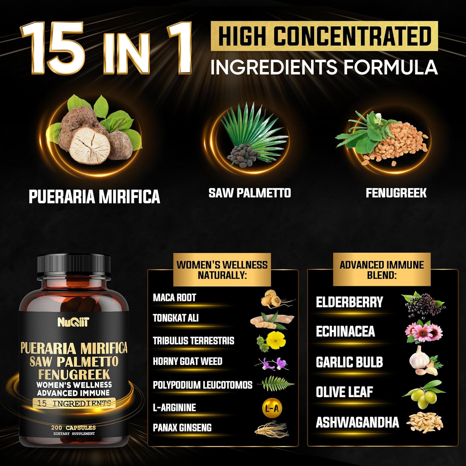 Pueraria Mirifica & Fenugreek Immune Women's Wellness Supplement - 200 Capsules