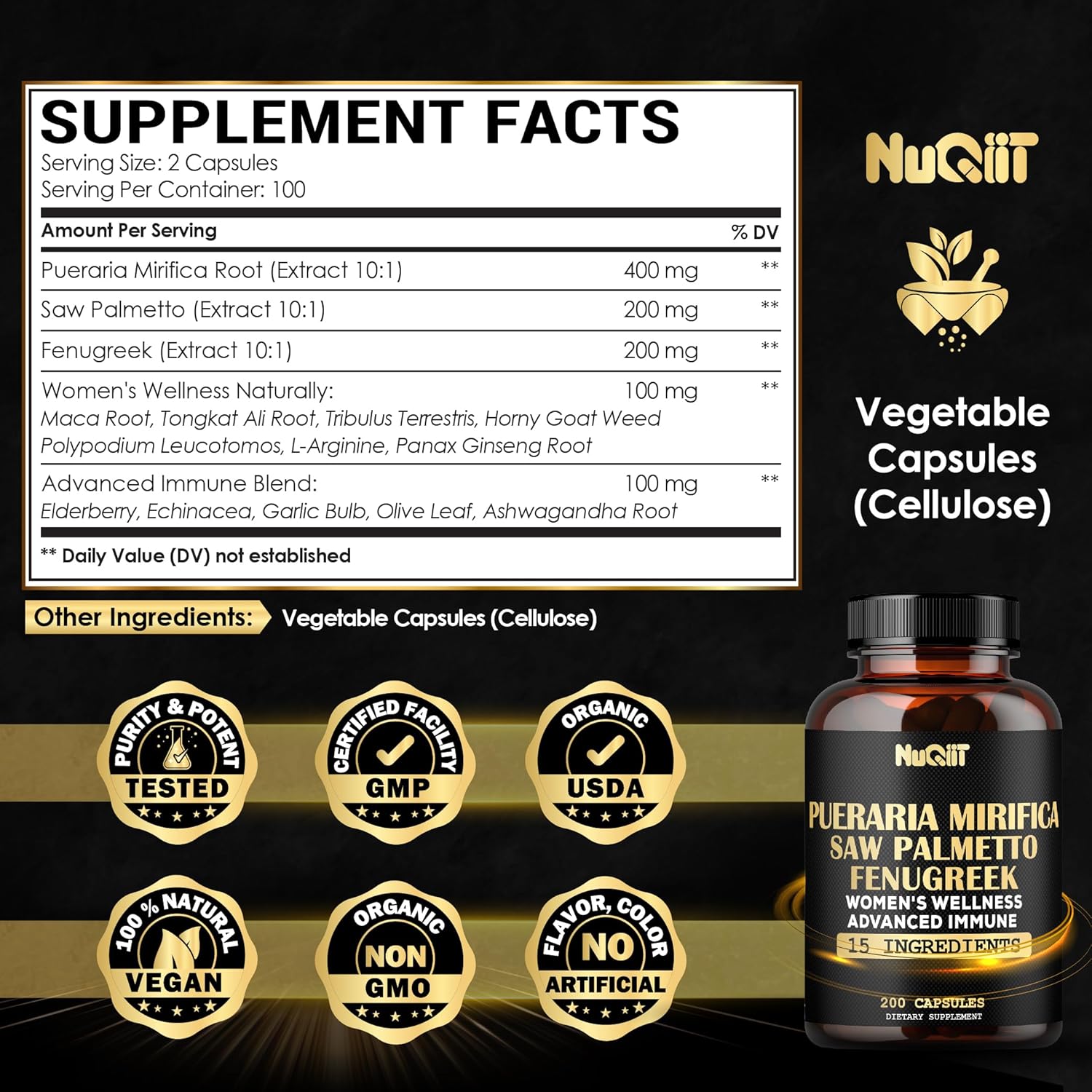 Pueraria Mirifica & Fenugreek Immune Women's Wellness Supplement - 200 Capsules