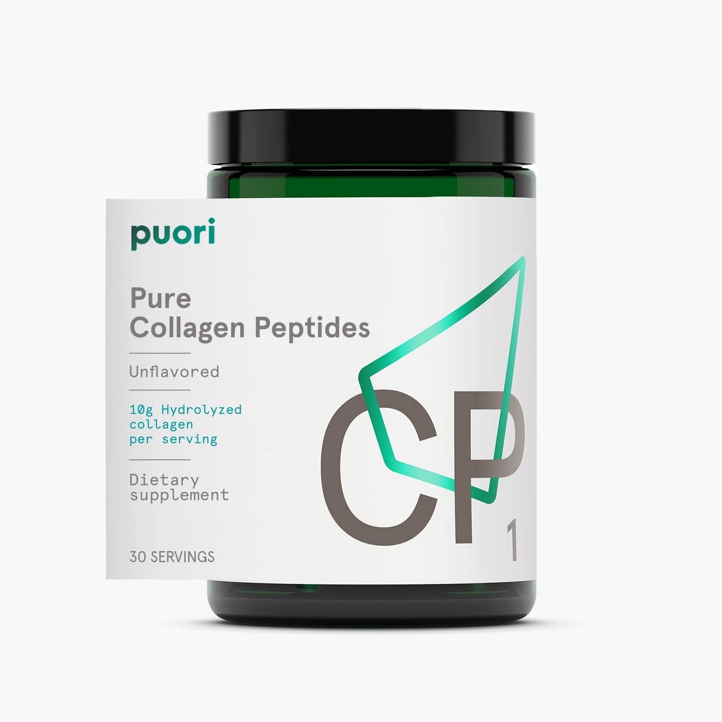 Puori CP1 Pure Collagen Peptides Powder for Hair, Skin, Nails & Joint Support - Hydrolyzed Protein, Unflavored - 30 Servings