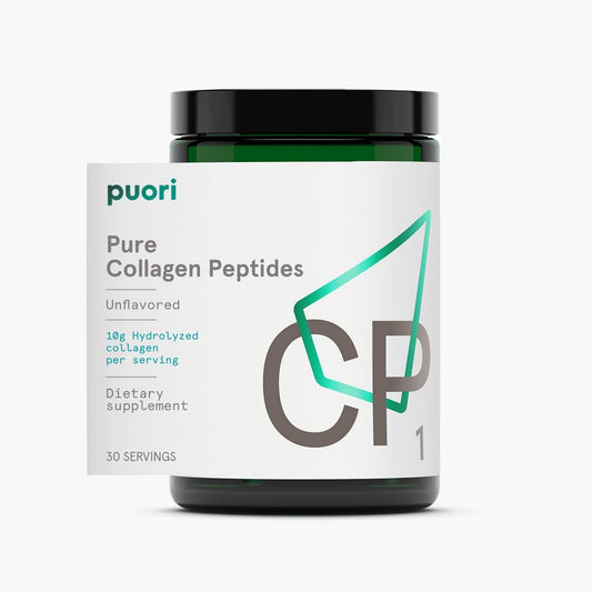 Puori CP1 Pure Collagen Peptides Powder for Hair, Skin, Nails & Joint Support - Hydrolyzed Protein, Unflavored - 30 Servings