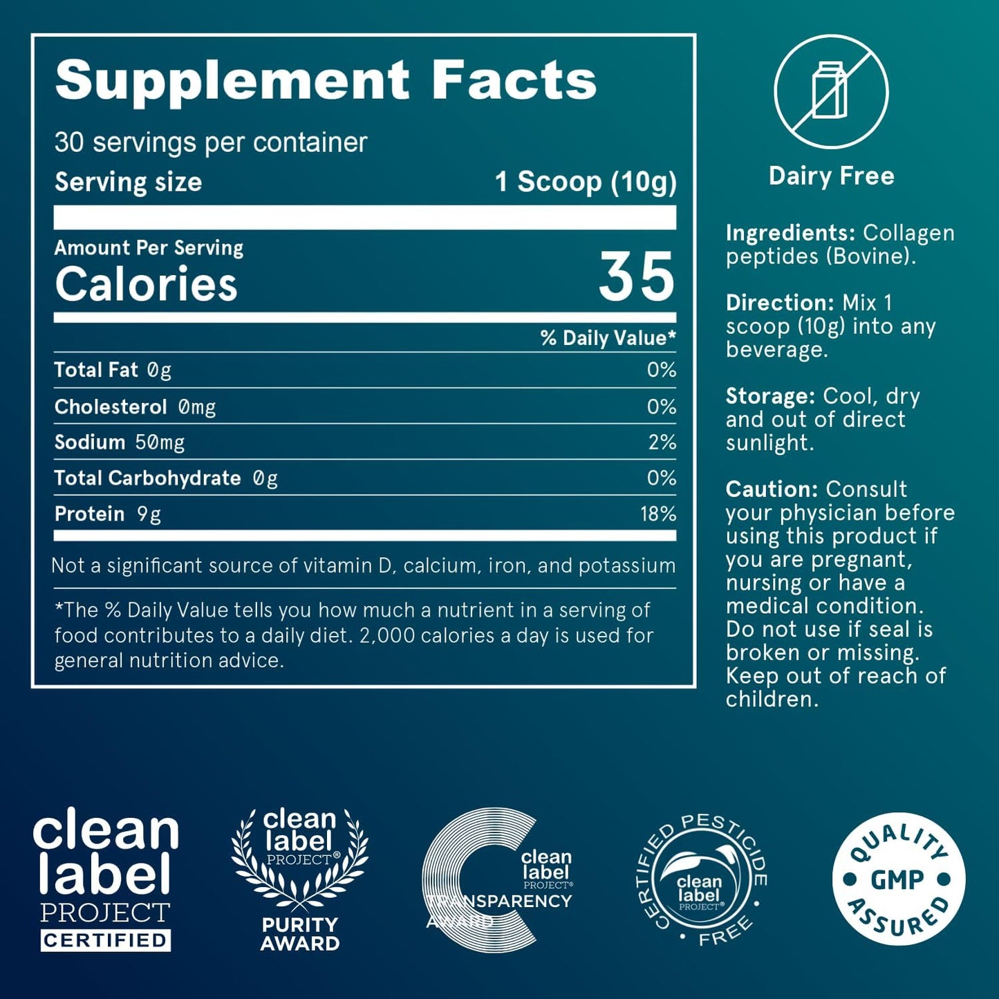 Puori CP1 Pure Collagen Peptides Powder for Hair, Skin, Nails & Joint Support - Hydrolyzed Protein, Unflavored - 30 Servings