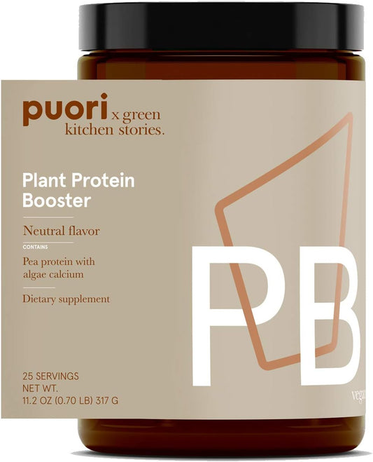 Puori Vegan Plant Protein Powder with Algae Calcium - 25 Servings - Neutral Flavor Pea Protein for Essential Amino Acids - Dairy-Free, Non GMO