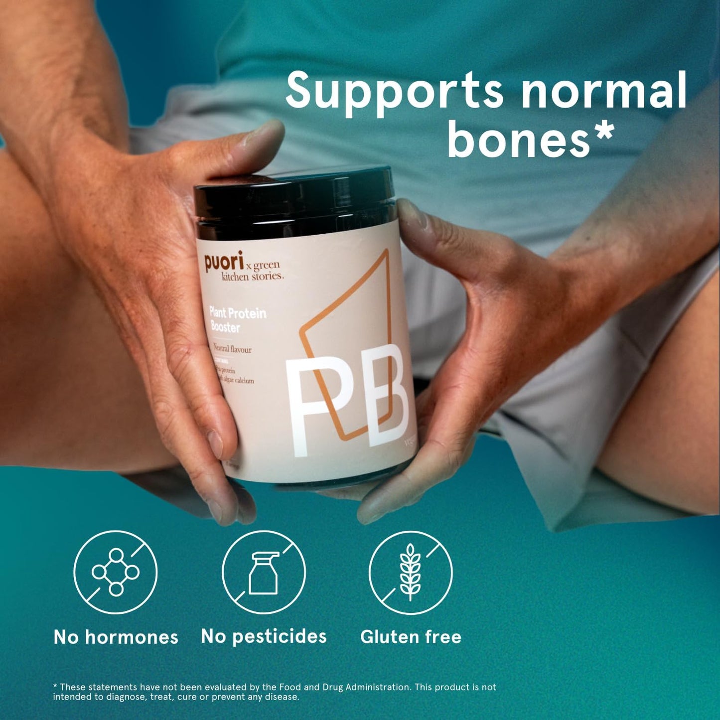 Puori Vegan Plant Protein Powder with Algae Calcium - 25 Servings - Neutral Flavor Pea Protein for Essential Amino Acids - Dairy-Free, Non GMO