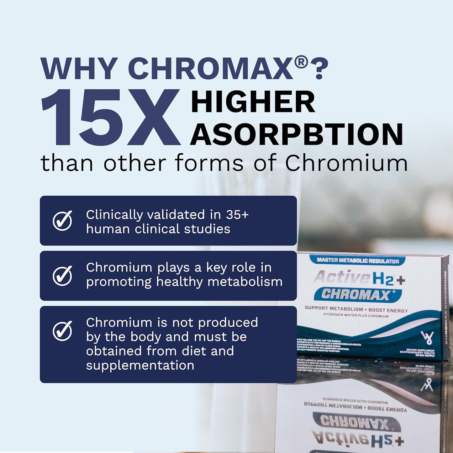 Purative Active H2+ Chromax Tablets - Boost Metabolism and Fitness with Hydrogen and Chromium - 30 Tablets
