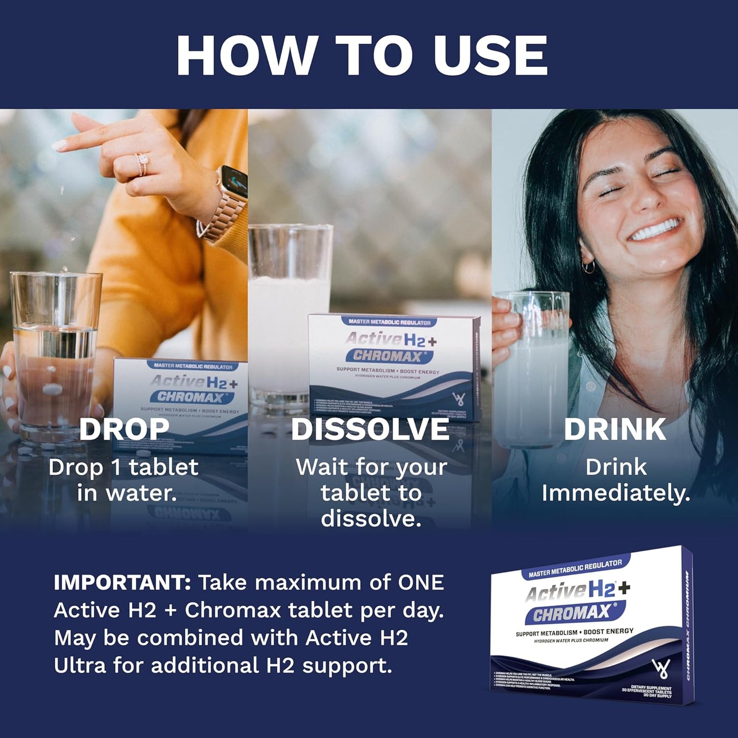 Purative Active H2+ Chromax Tablets - Boost Metabolism and Fitness with Hydrogen and Chromium - 30 Tablets