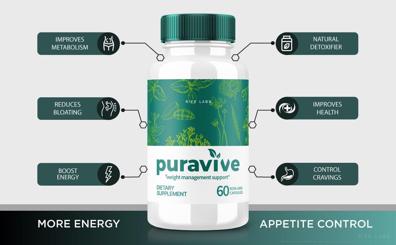 Puravive Exotic Rice Weight Loss Capsules - Boost BAT & Energy, Detox Cleanse, Non-GMO Easy Swallow Tablets (60)