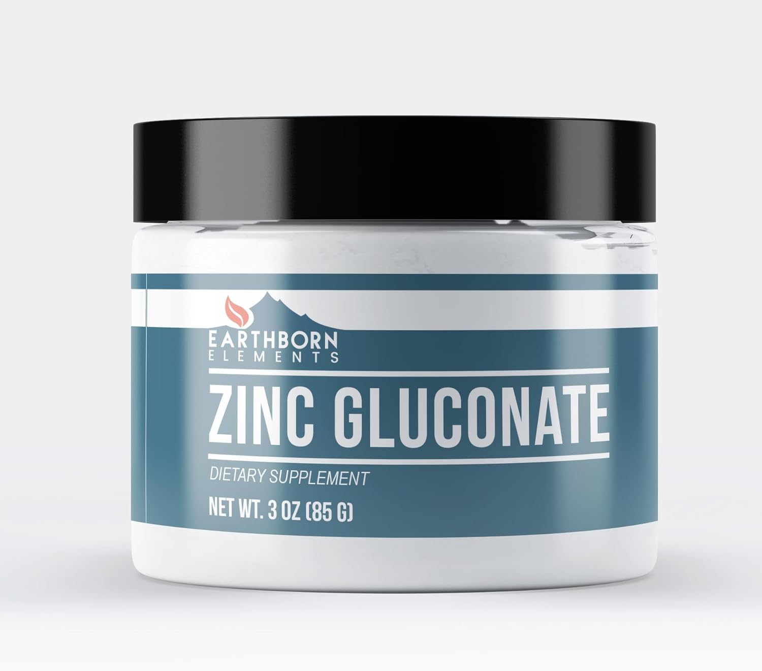 Pure 3 oz Zinc Gluconate Supplement - Earthborn Elements, No Fillers, Additives - High Quality Formula