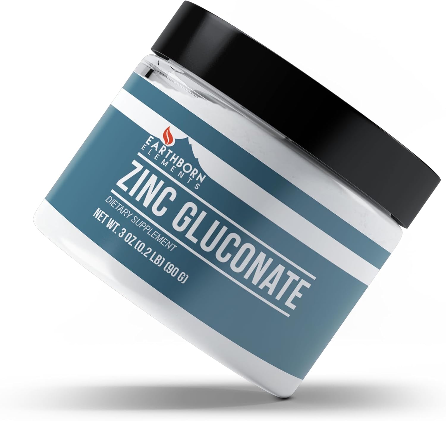 Pure 3 oz Zinc Gluconate Supplement - Earthborn Elements, No Fillers, Additives - High Quality Formula