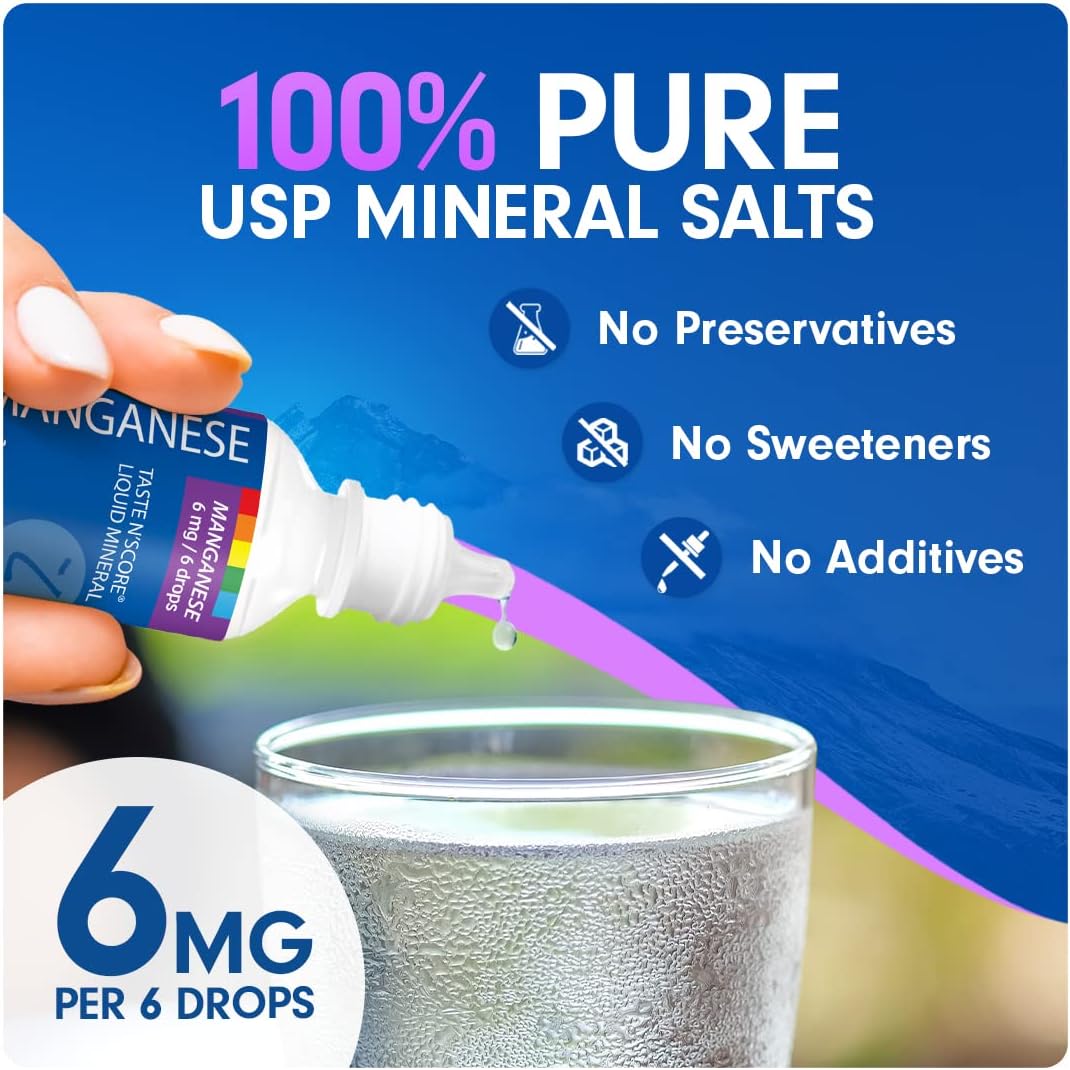 Pure 6mg Liquid Ionic Manganese Supplement with Taste and Scoring System - 118 Servings
