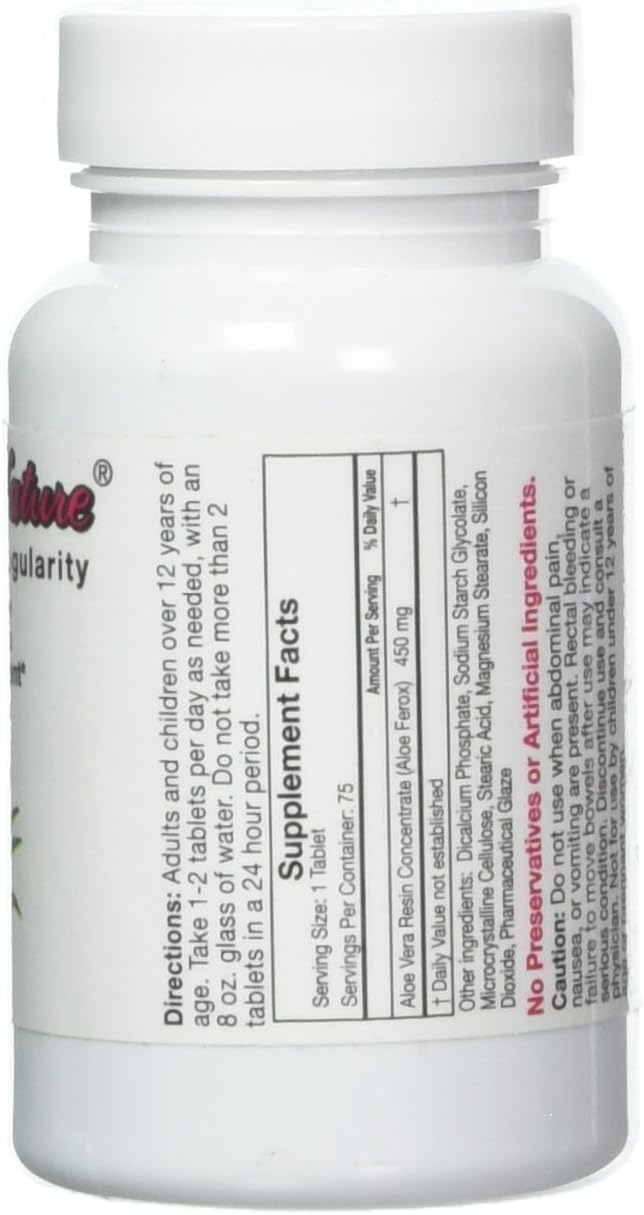 Pure Aloe Vera Dietary Supplement Tablets for Digestive Health, 75 Count
