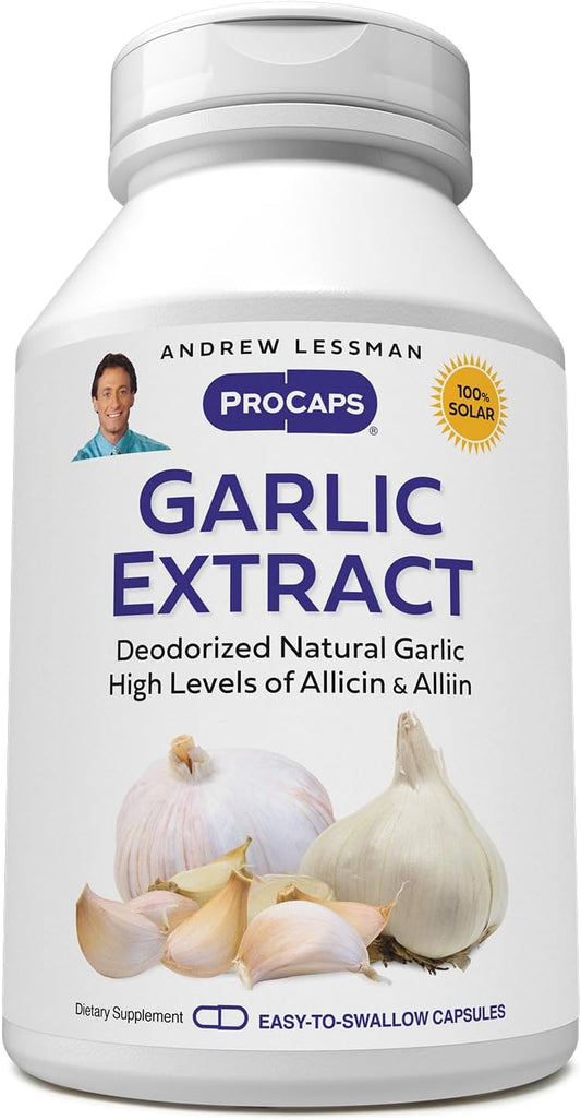 Pure and Gentle Garlic Extract Capsules for Heart Health - Sulfur-Based Compounds, Odorless, Additive-Free