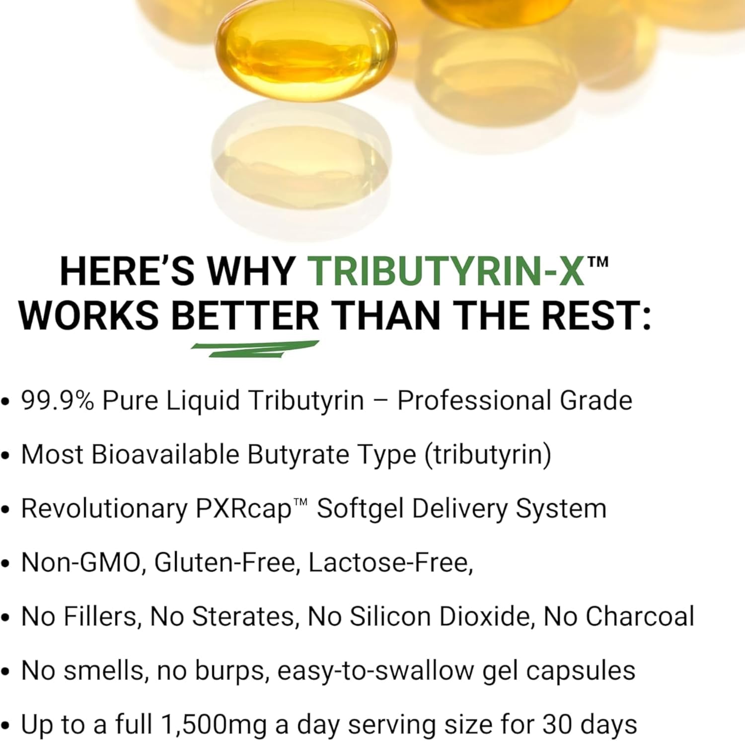 Pure and Odorless Tributyrin-X for Gut Health | Supports Histamine and Leaky Gut | 30 Servings