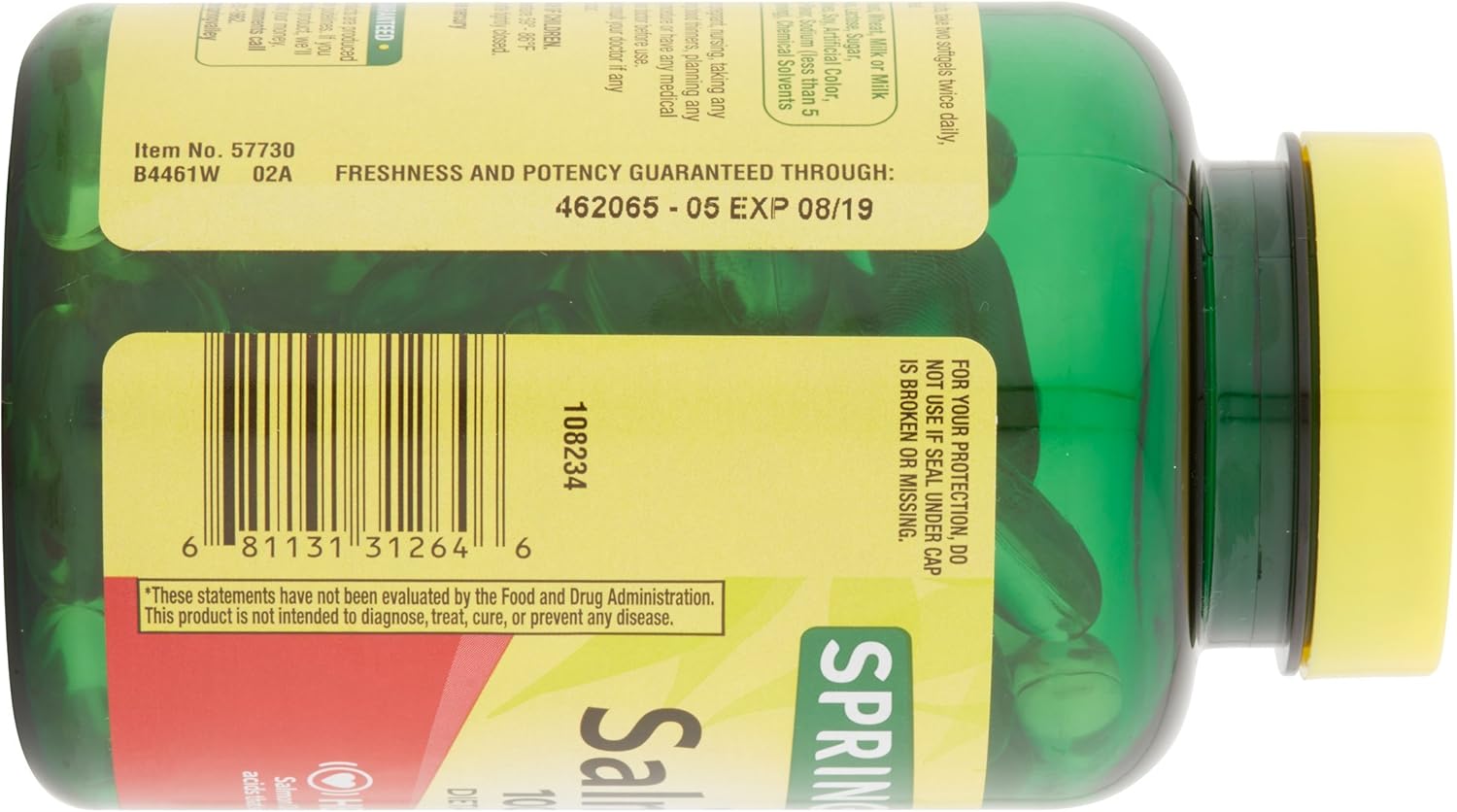 Pure and Potent Spring Valley Salmon Oil Softgels - 1000 mg Omega-3 Supplement for Heart Health and Joint Support
