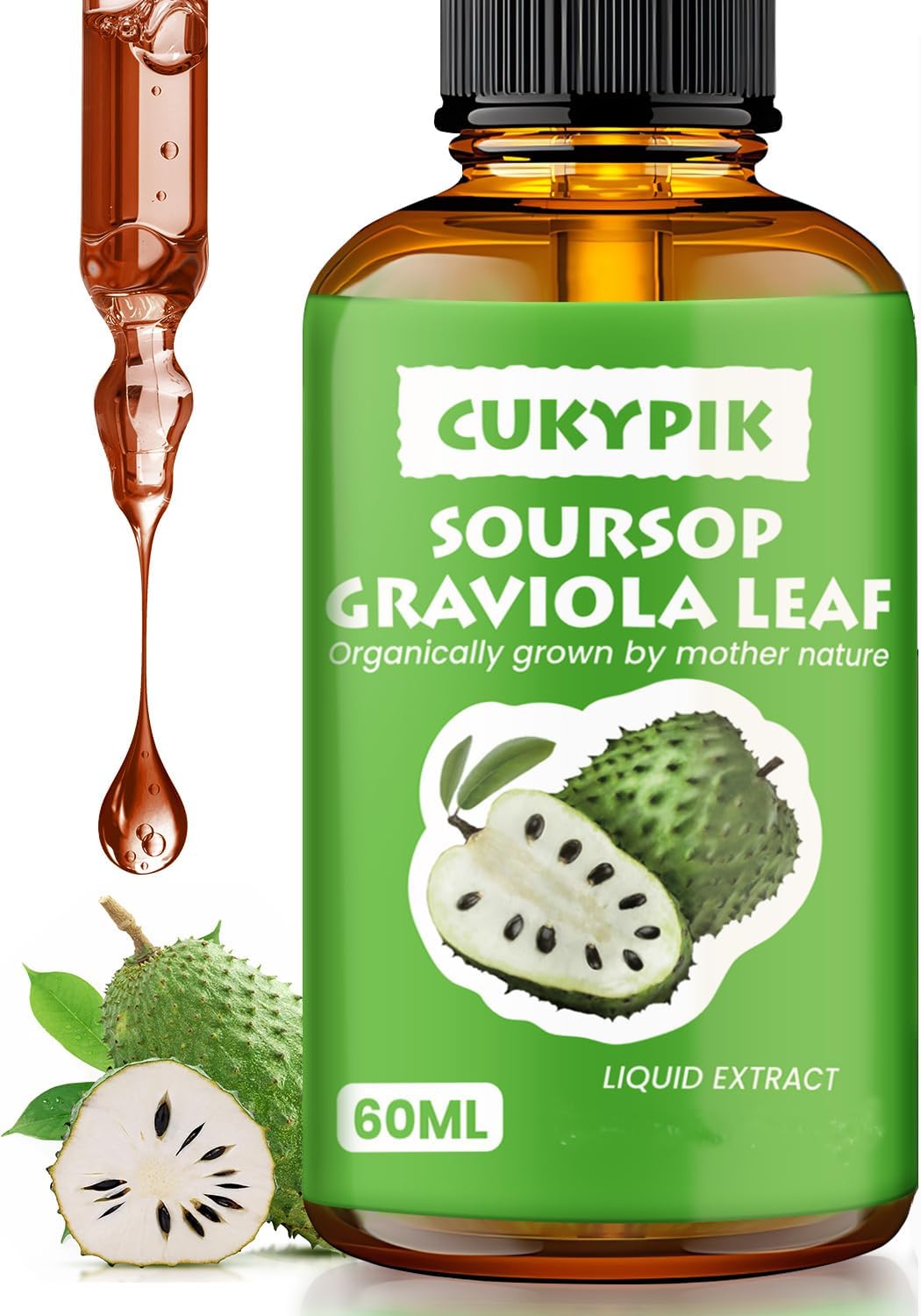 Pure Botanical Soursop Graviola Leaf Extract Liquid Drops for Cell Support, Antioxidants, and Sleep - 2 Fl Oz (2-4 Month Supply)