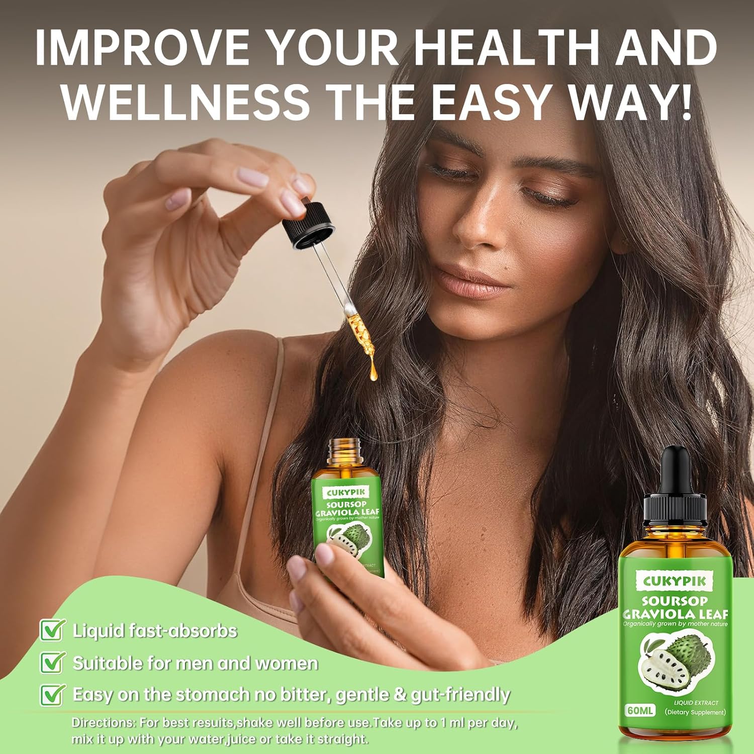 Pure Botanical Soursop Graviola Leaf Extract Liquid Drops for Cell Support, Antioxidants, and Sleep - 2 Fl Oz (2-4 Month Supply)