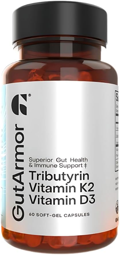 Pure Butyrate & Vitamin D3 + K2 Softgels for Gut, Heart, and Immune Health | 60 Capsules | 2 Month Supply
