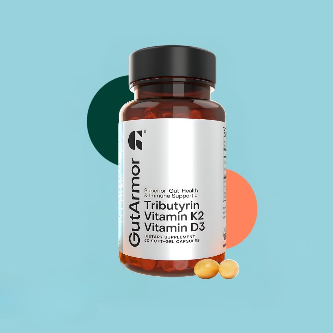 Pure Butyrate & Vitamin D3 + K2 Softgels for Gut, Heart, and Immune Health | 60 Capsules | 2 Month Supply