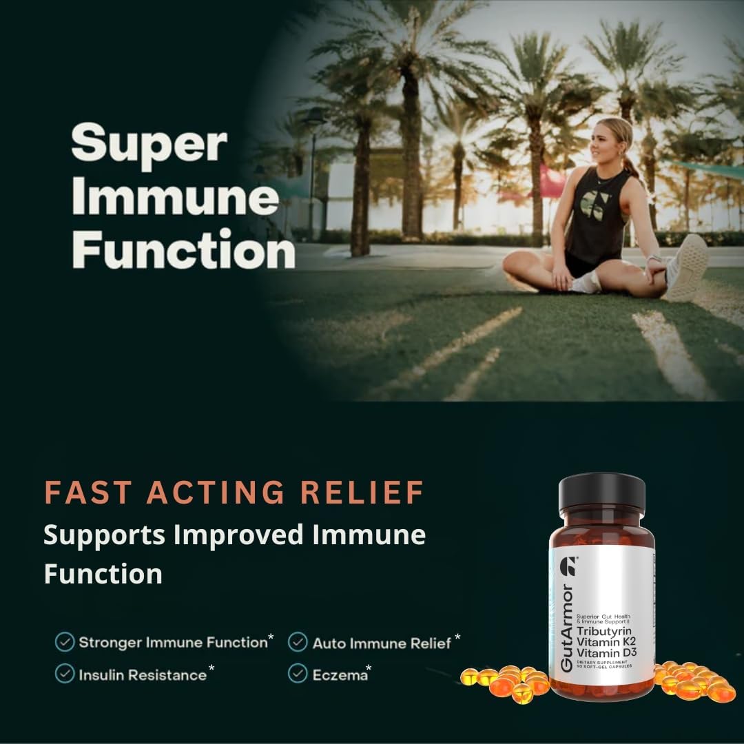 Pure Butyrate & Vitamin D3 + K2 Softgels for Gut, Heart, and Immune Health | 60 Capsules | 2 Month Supply