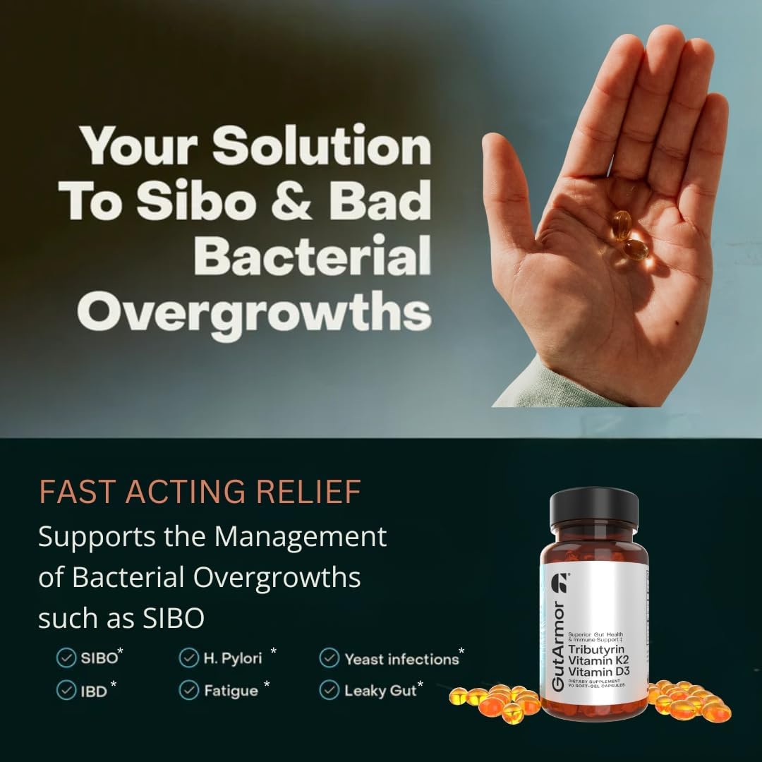 Pure Butyrate & Vitamin D3 + K2 Softgels for Gut, Heart, and Immune Health | 60 Capsules | 2 Month Supply